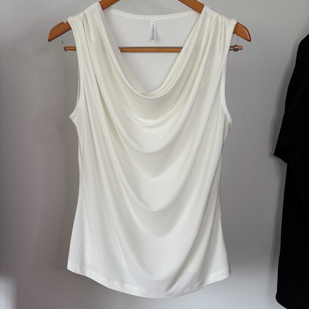 Passport Cream Draped Cowl Neck Sleeveless Camisole